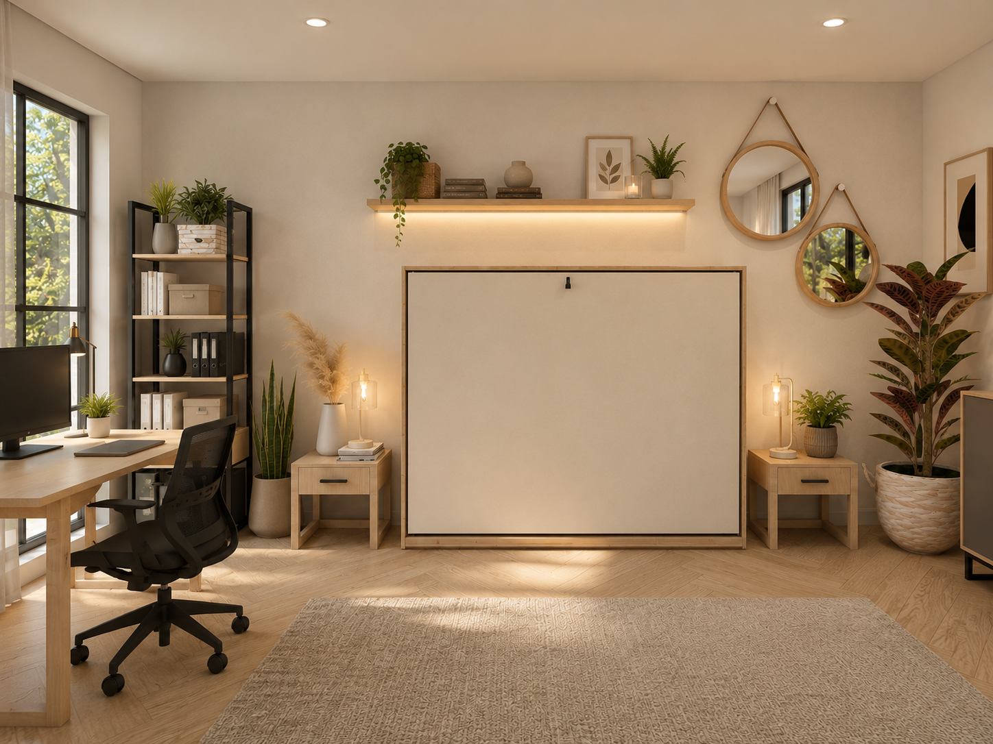 horizontaal opklapbed in werkkamer
