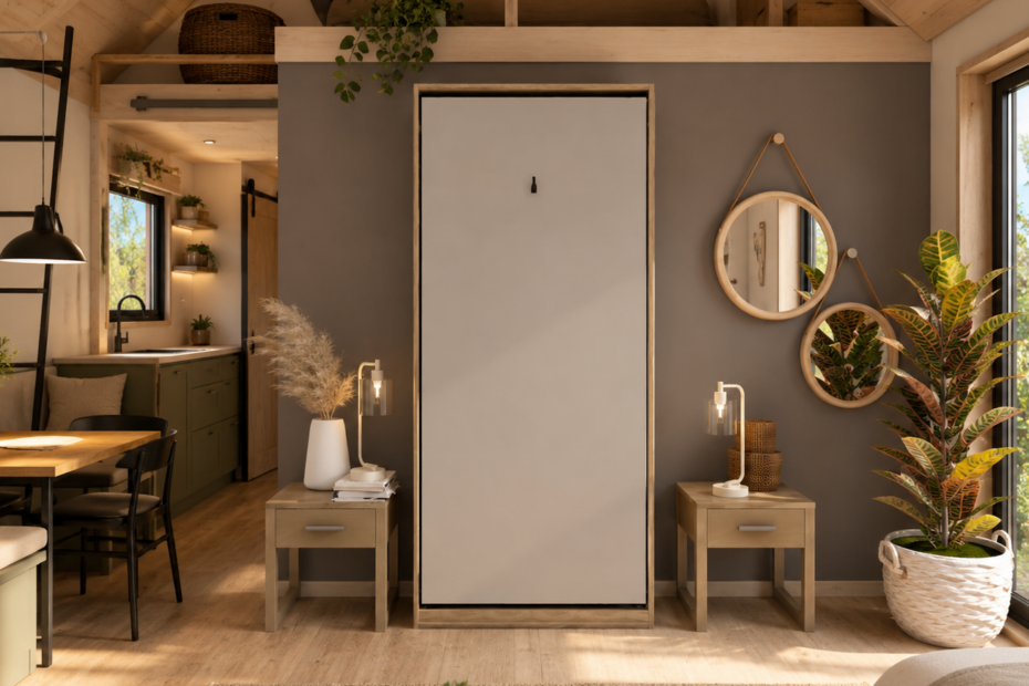 opklapbed 1 persoons in een tiny house